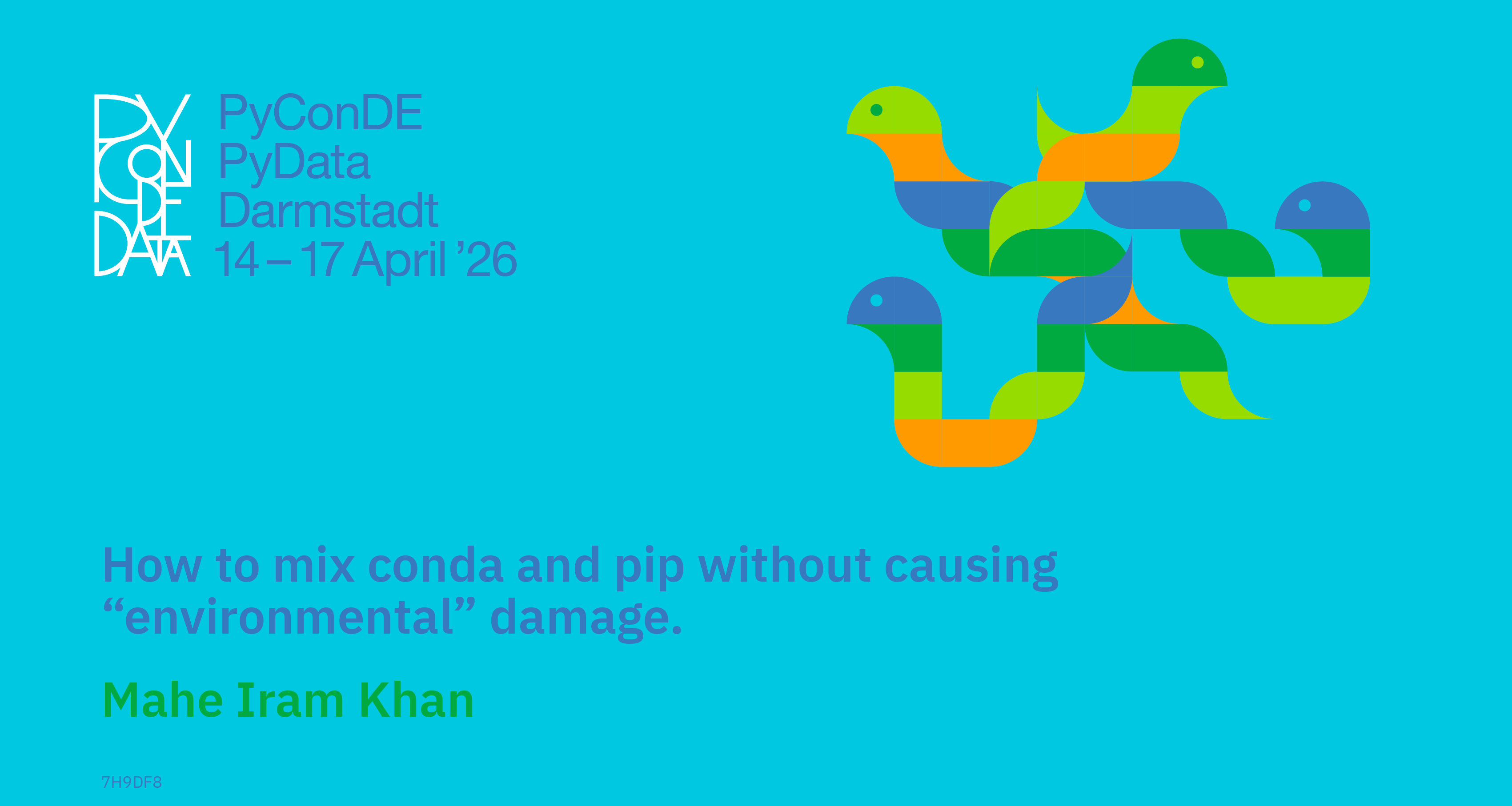 Social card for talk: How to mix conda and pip without causing “environmental” damage.